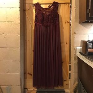 Long Bridesmaid Dress with Lace Bodice